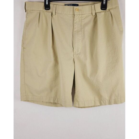Vintage Polo Ralph Lauren Tyler Shorts Mens 36 Chino Pleated Beige - Picture 2 of 5